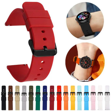 19mm Silicone Watch Band Black Stainless Steel Buckle XDfind
