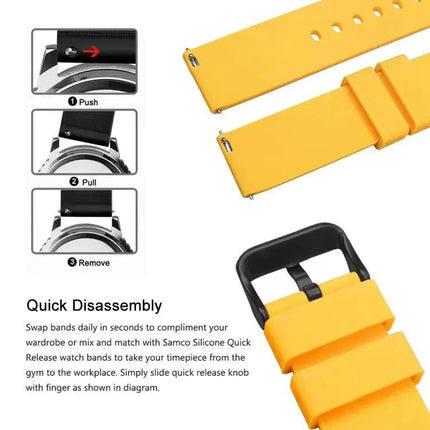 21mm Black Silicone Waterproof Watch Band With Pin Buckle