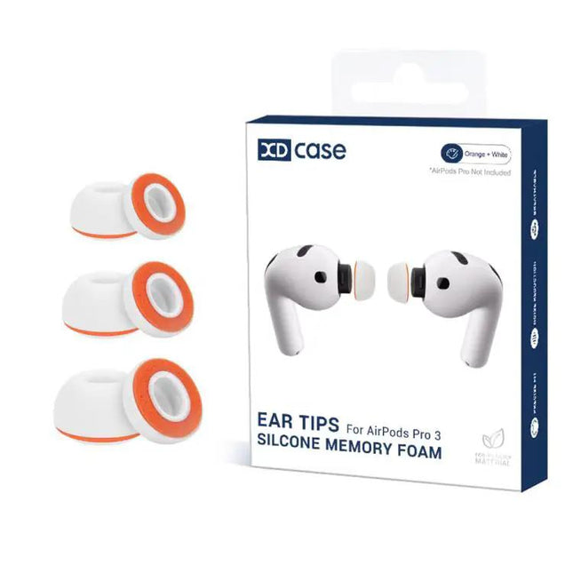 XDcase Silicone Earbud Tips 3 Pairs S/M/L White Orange