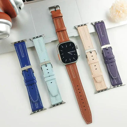 Apple Watch Band Vegan Leather Cowhide Texture Strap | Syndmart