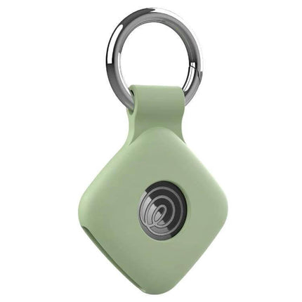 xDfind Silicone Protective Cover for Tile Mate with Keyring shown in sage green silicone with metal keyring