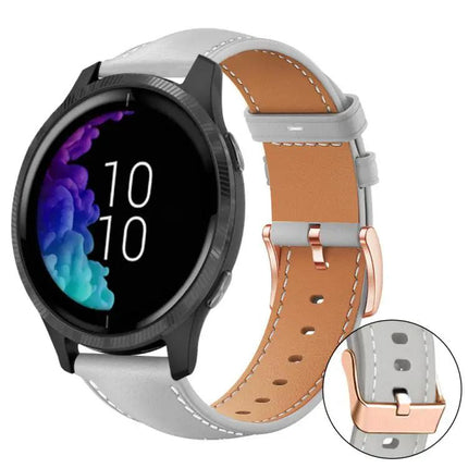 Black Vegan Leather Watch Band Rose Gold Buckle 18/20mm