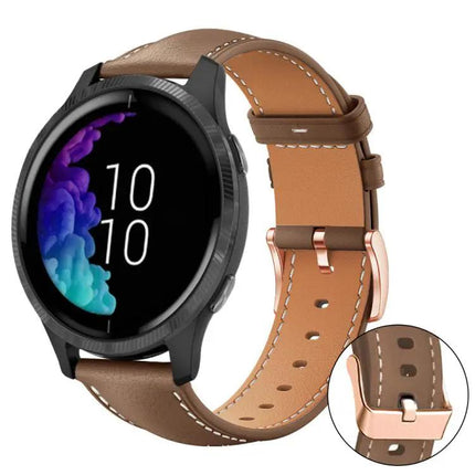 Black Vegan Leather Watch Band Rose Gold Buckle 18/20mm