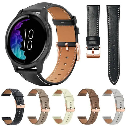 Black Vegan Leather Watch Band Rose Gold Buckle 18/20mm