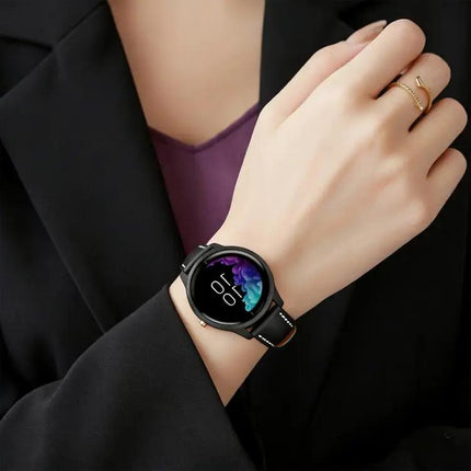 Black Vegan Leather Watch Band Rose Gold Buckle 18/20mm