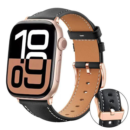 Rose Gold Buckle Black Vegan Leather Apple Watch 42/44mm | Syndmart