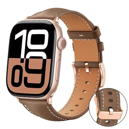 Rose Gold Buckle Black Vegan Leather Apple Watch 42/44mm | Syndmart