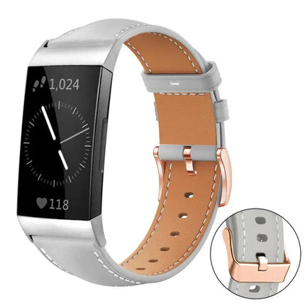 Black Vegan Leather Band Rose Gold Buckle For Fitbit Charge