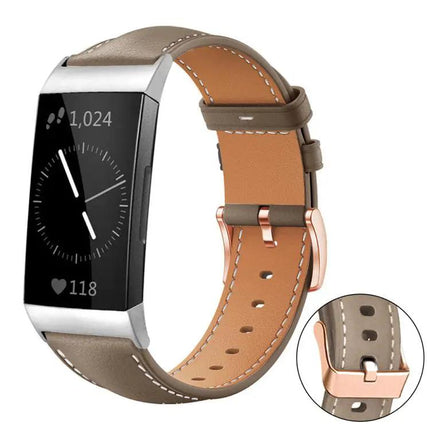 Black Vegan Leather Band Rose Gold Buckle For Fitbit Charge