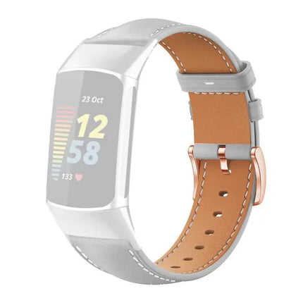 Black Vegan Leather Band Rose Gold Buckle For Fitbit Charge