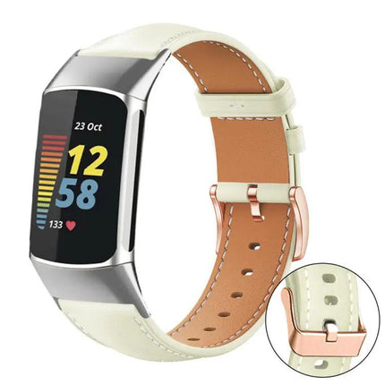 Black Vegan Leather Band Rose Gold Buckle For Fitbit Charge