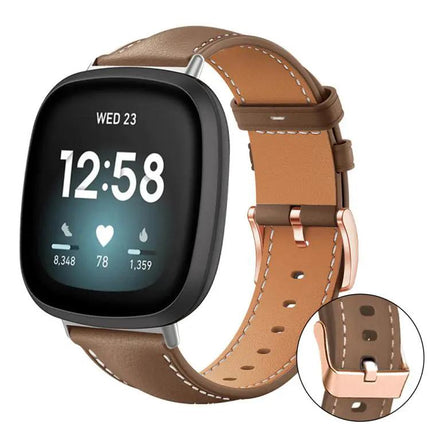Black Vegan Leather Band Rose Gold Buckle For Fitbit Charge