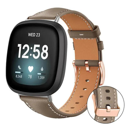 Black Vegan Leather Band Rose Gold Buckle For Fitbit Charge