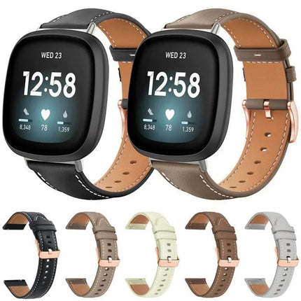Black Vegan Leather Band Rose Gold Buckle For Fitbit Charge