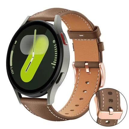 Rose Gold Buckle Black Vegan Leather Band For Galaxy Watch