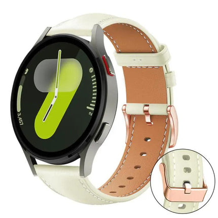 Rose Gold Buckle Black Vegan Leather Band For Galaxy Watch