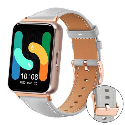 Rose Gold Buckle Black Vegan Leather Band For Galaxy Watch