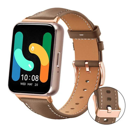 Rose Gold Buckle Black Vegan Leather Band For Galaxy Watch