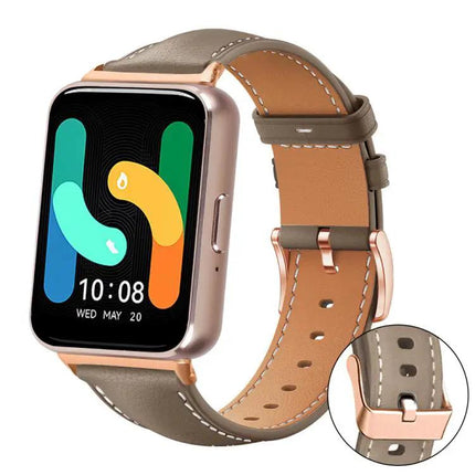 Rose Gold Buckle Black Vegan Leather Band For Galaxy Watch