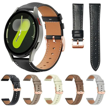 Rose Gold Buckle Black Vegan Leather Band For Galaxy Watch