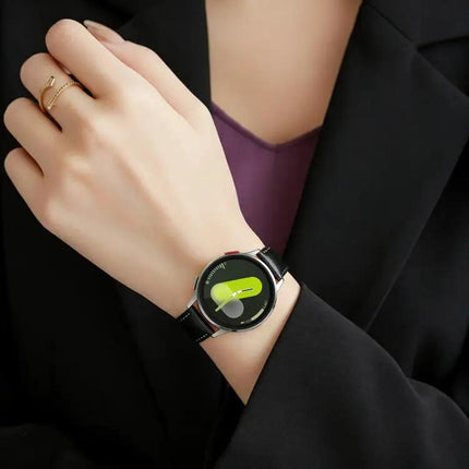 Rose Gold Buckle Black Vegan Leather Band For Galaxy Watch
