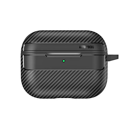 XDcase Earbud Case for Secure Daily Commutes and Travel - carbon fiber textured protective case with non-slip grip and bag-clip for travel