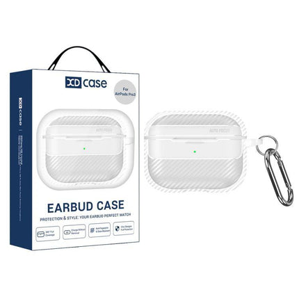 XDcase Earbud Case for Secure Daily Commutes and Travel with carbon fiber texture, non-slip grip and carabiner for bag or belt