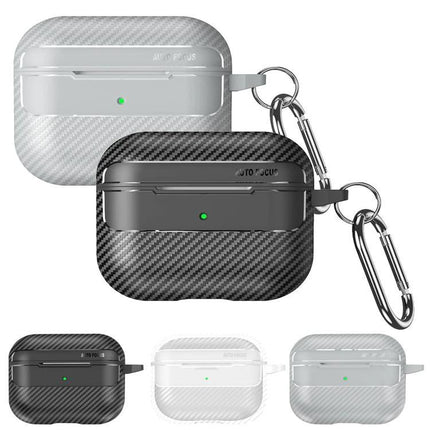 XDcase Earbud Case for Secure Daily Commutes and Travel carbon fiber textured protective case with carabiner for daily commutes and travel