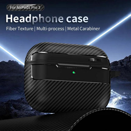 XDcase Earbud Case for Secure Daily Commutes and Travel - Carbon fiber textured protective case with metal carabiner for easy attachment