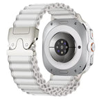 For Galaxy Watch9 / 8 / 8 Classic / White + Silver Buckle