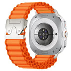 For Galaxy Watch9 / 8 / 8 Classic / Orange + Silver Buckle