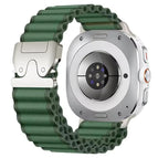 For Galaxy Watch9 / 8 / 8 Classic / Green + Silver Buckle