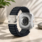 For Galaxy Watch9 / 8 / 8 Classic / Dark Grey + Silver Buckle