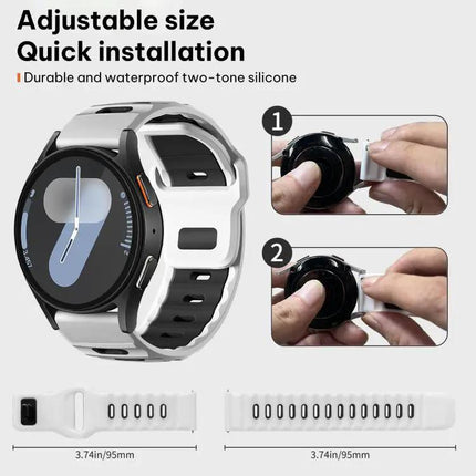XDfind Silicone Dual Color Flat Head Watch Band 20/22mm