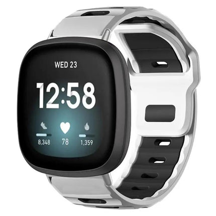 Silicone Dual-Color Flat Watch Band For Fitbit Versa