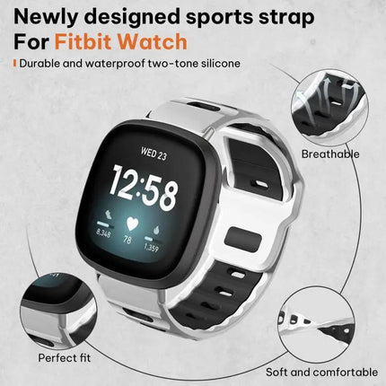 Silicone Dual-Color Flat Watch Band For Fitbit Versa