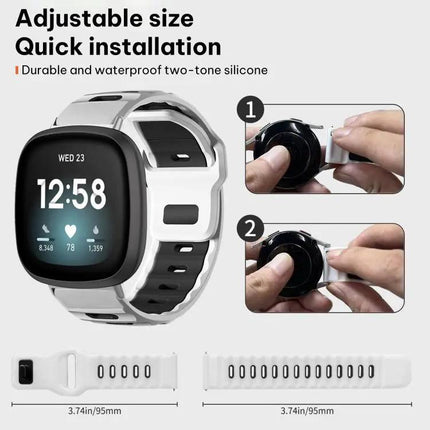 Silicone Dual-Color Flat Watch Band For Fitbit Versa