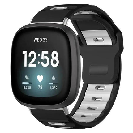 Silicone Dual-Color Flat Watch Band For Fitbit Versa