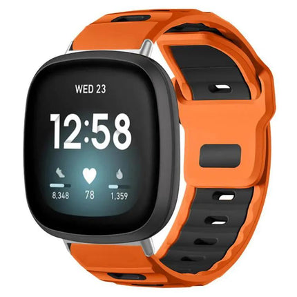Silicone Dual-Color Flat Watch Band For Fitbit Versa