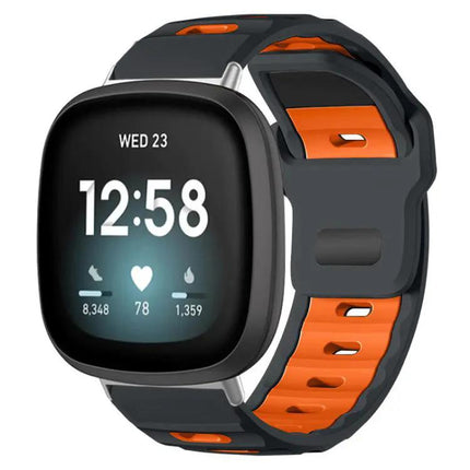Silicone Dual-Color Flat Watch Band For Fitbit Versa