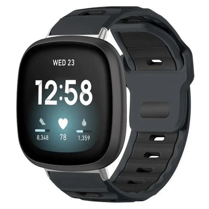 Silicone Dual-Color Flat Watch Band For Fitbit Versa