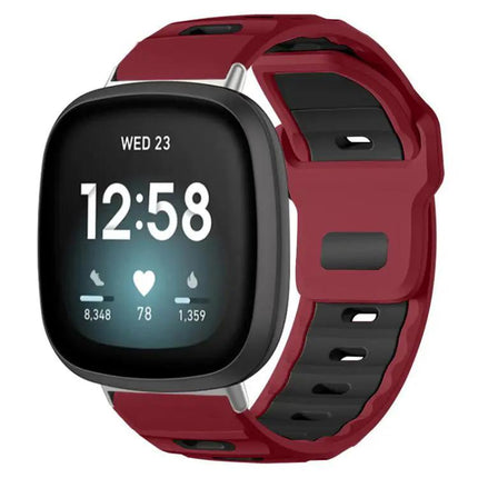 Silicone Dual-Color Flat Watch Band For Fitbit Versa