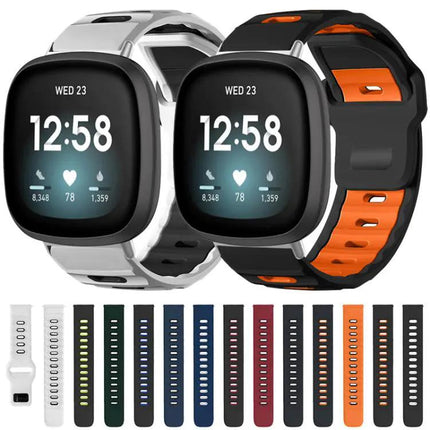 Silicone Dual-Color Flat Watch Band For Fitbit Versa
