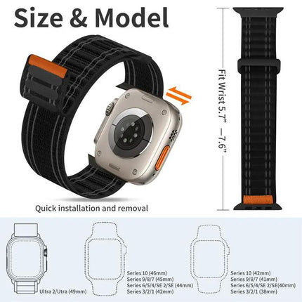Nylon Loop Watch Band For Apple Watch 38-49mm Adjustable | Syndmart