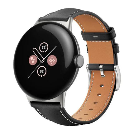 XDfind Leather Watch Band Black Fine Grain 41/45mm