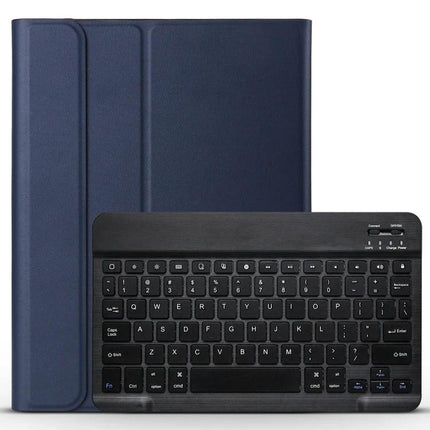 Bluetooth Keyboard Case for iPad Air 4, 5 and Pro 11 Inch with Stand in navy blue with detachable Bluetooth keyboard and foldable front cover