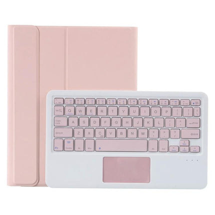 Bluetooth Keyboard Case for iPad Air 11-Inch with Stand and Pen Slot in pink with detachable keyboard and protective TPU cover
