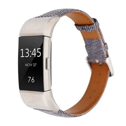 Leather Replacement Strap For Fitbit Charge 2 Denim Texture