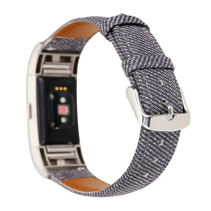 Leather Replacement Strap For Fitbit Charge 2 Denim Texture