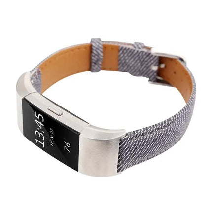 Leather Replacement Strap For Fitbit Charge 2 Denim Texture